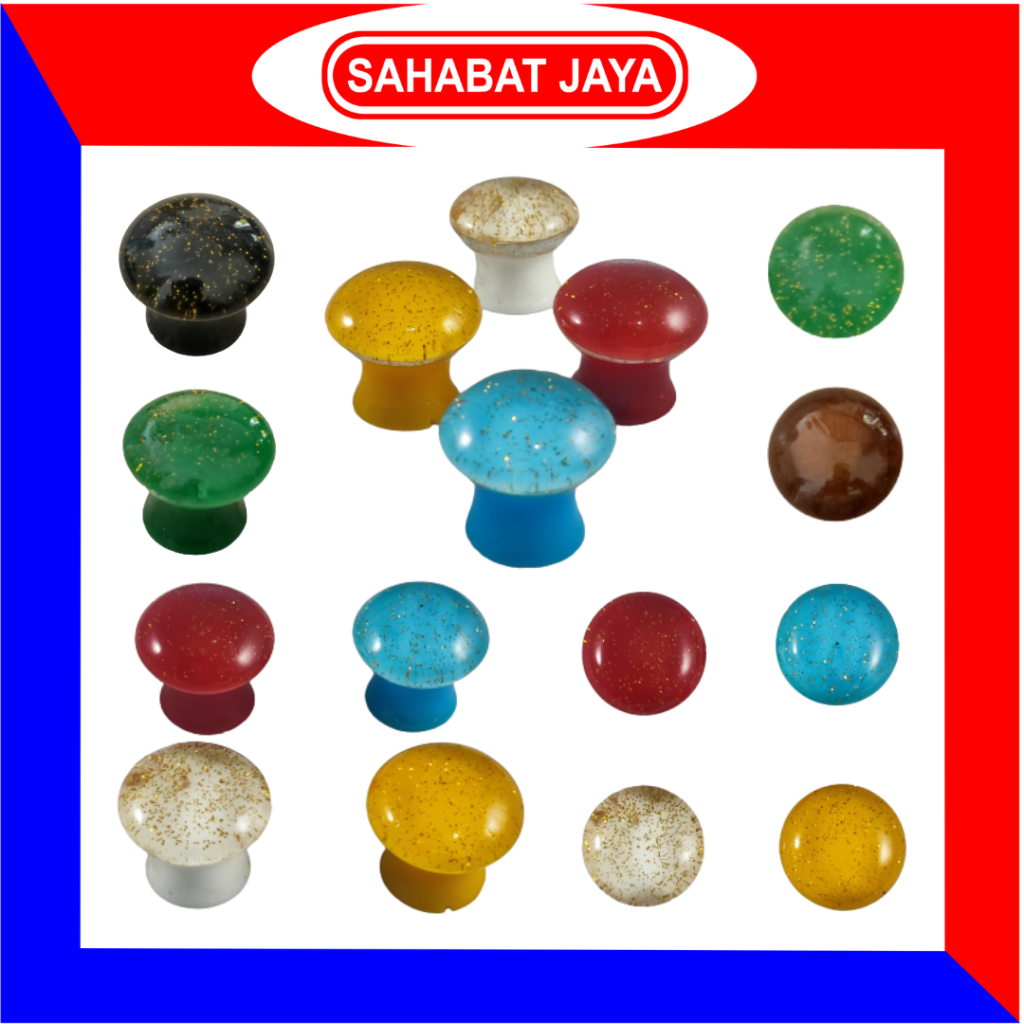 Tarikan/Handle Knob/Knop Pintu Lemari/Laci Warna Pelangi Bintik Emas