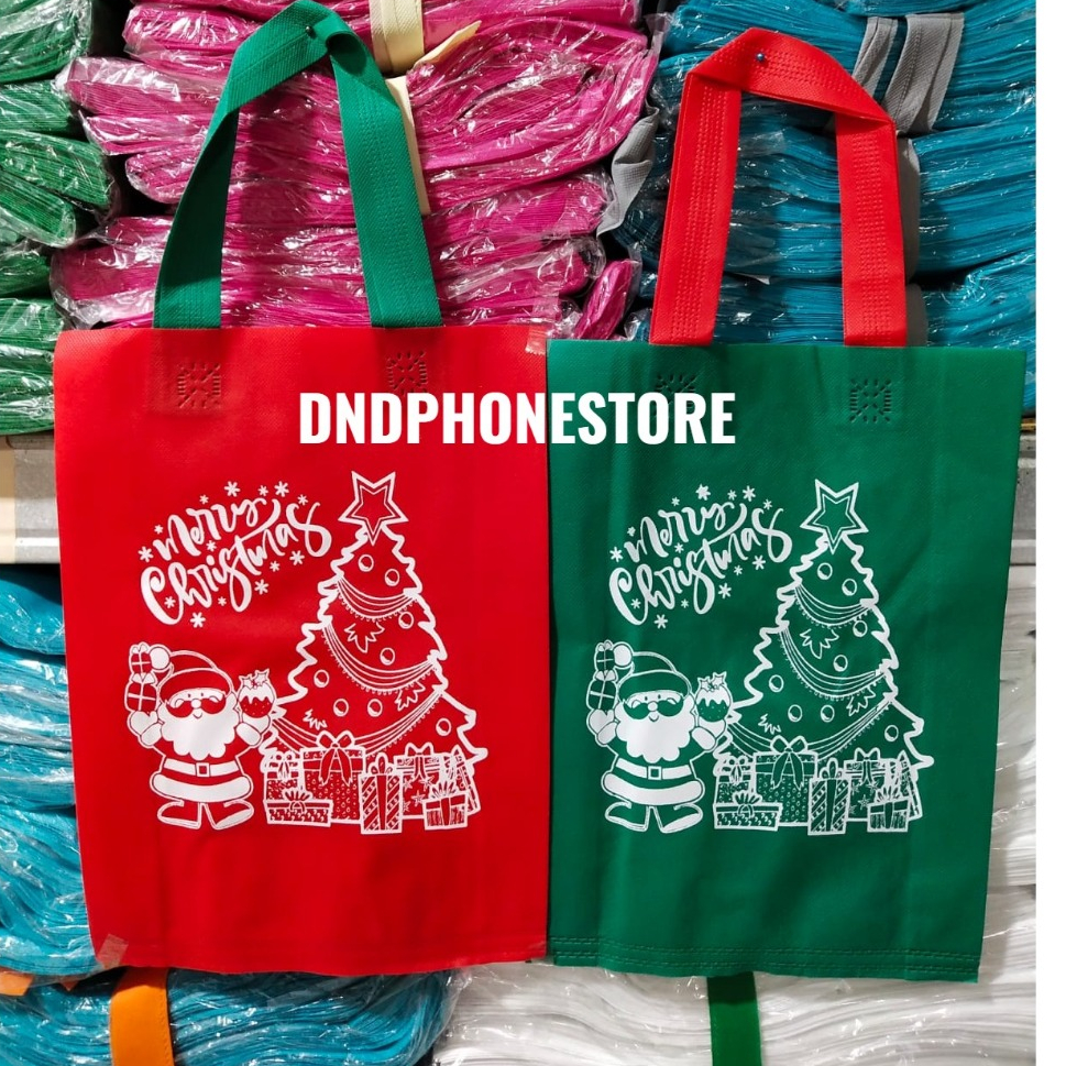 

1 PCS - Goodie Bag Edisi NataL Handle Lipatan Samping 25X35X8, 30X40X8 , Handle Box 20x25/30x9 dan Oval 30x40