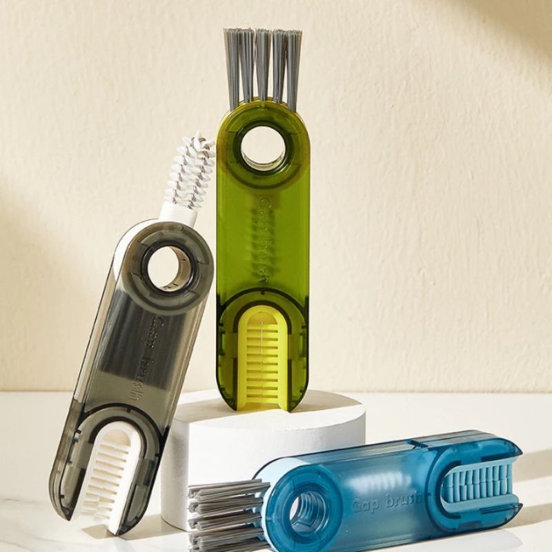 Sikat pembersih tutup botol susu bayi cangkir termos traveling 3in1 portable multifungsi