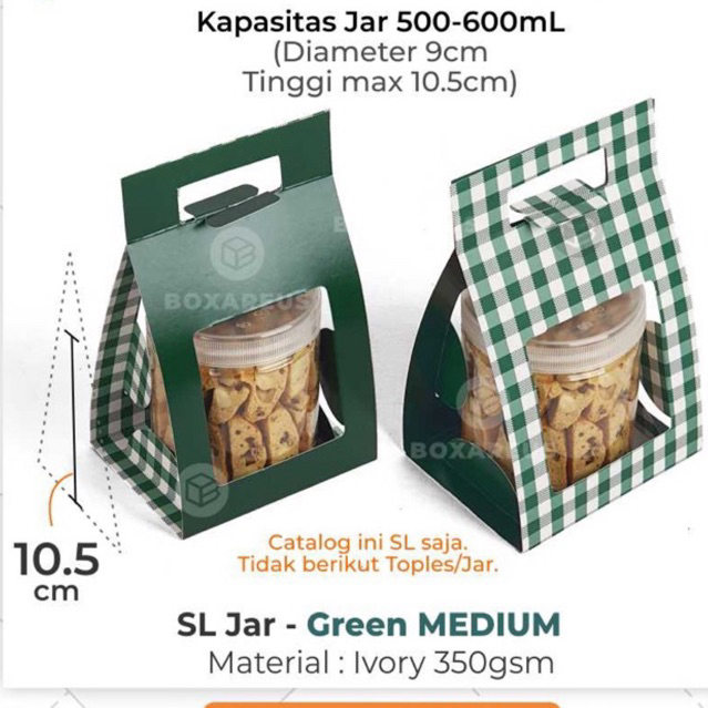 

Box hampers Lebaran hijau ukuran medium 500-600 mil free stiker