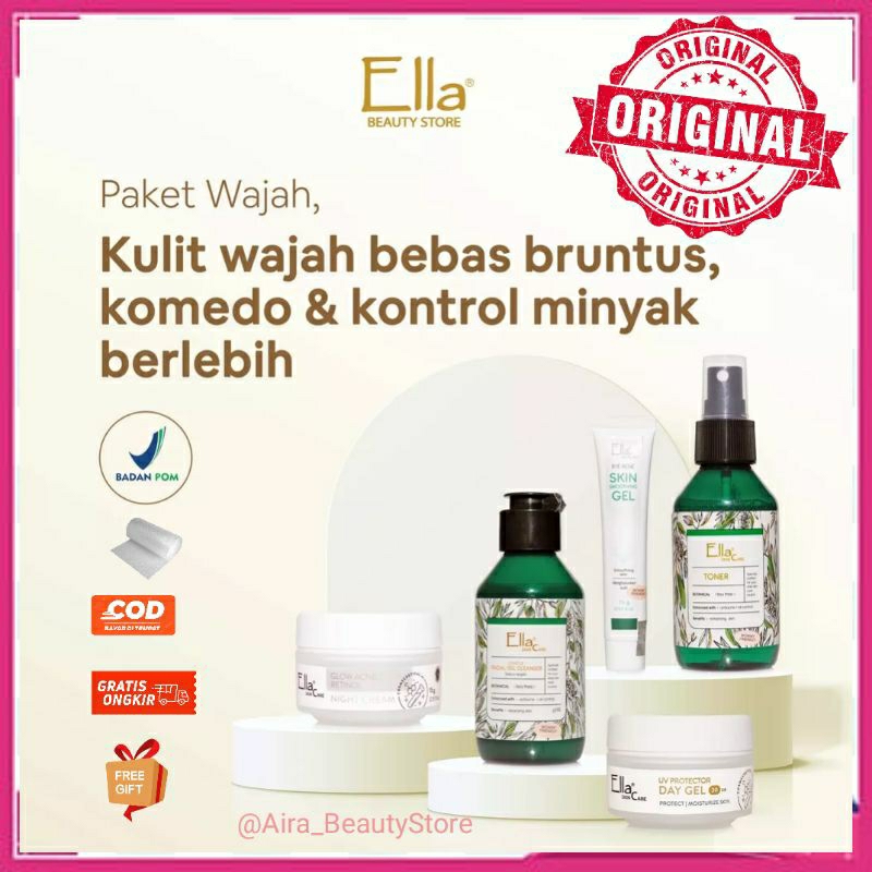 Paket Acne Kulit Bebas Bruntus,Komedo & Kontrol Minyak berlebih Paket Acne Ella Skincare