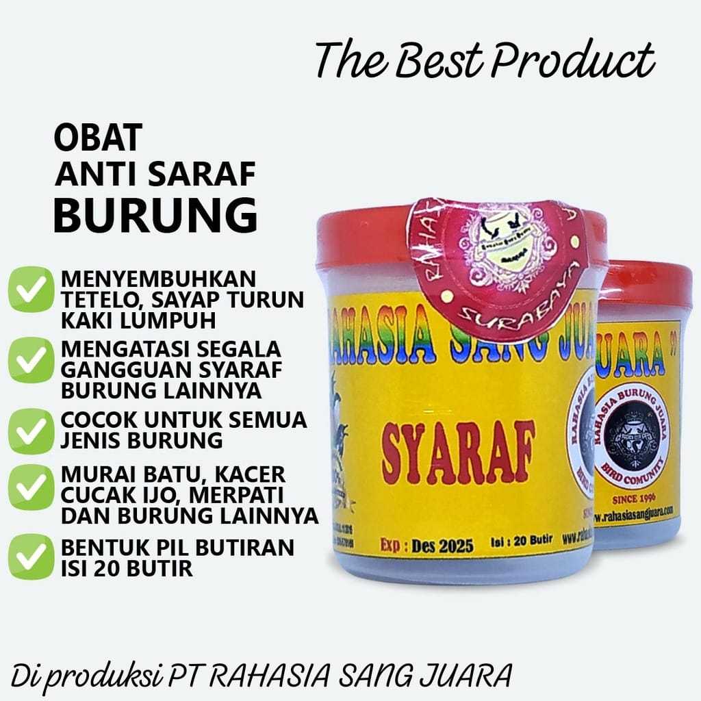 Anti  Saraf Burung | OBAT TETELO BURUNG Rahasia Sang Juara Pil 20 Butir
