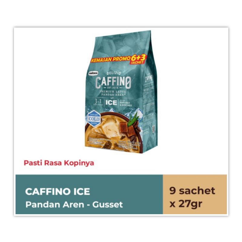 

Caffino Ice Pandan Aren Gusset isi 9 sachet Kopi Dingin Instan