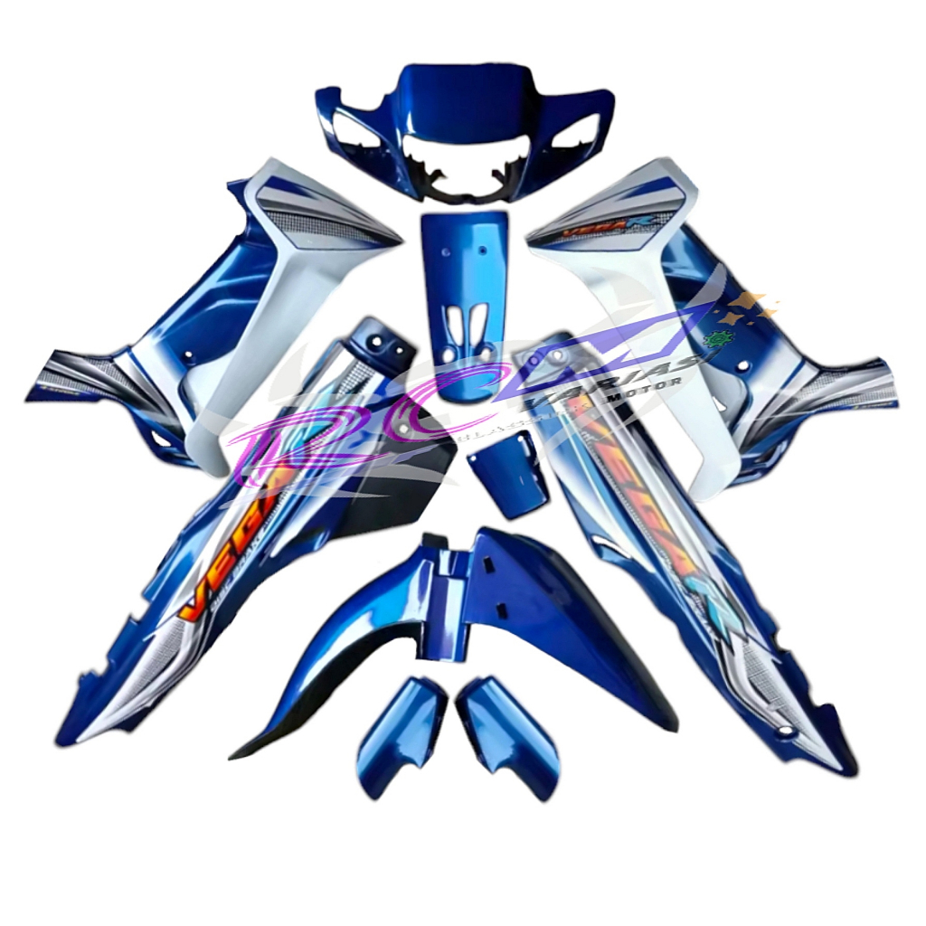 Bodi set Yamaha Vega R Lama old Biru putih batok depan bodi dek sayap samping kanan kiri body belaka