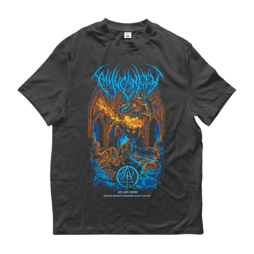T-shirt Distro Font Metal Underground Fight Bloods Satanic 666 God Of War / Kaos Pria & Wanita Detah