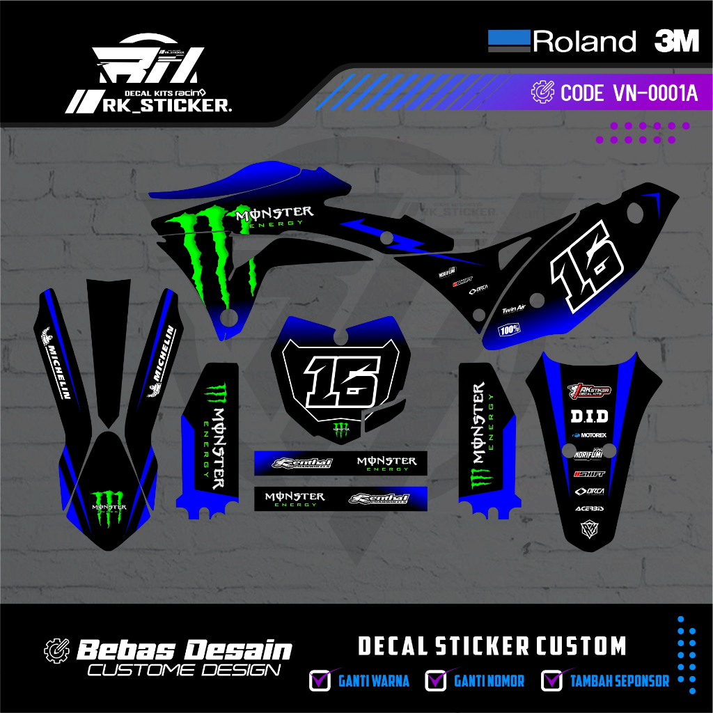 DECAL KLX GORDON STRIPING KLX GORDON FREE CUSTOME DESIGN