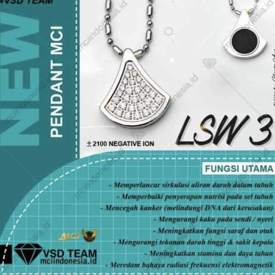 kalung kesehatan mci original pendant kesehatan kalung batu germanium