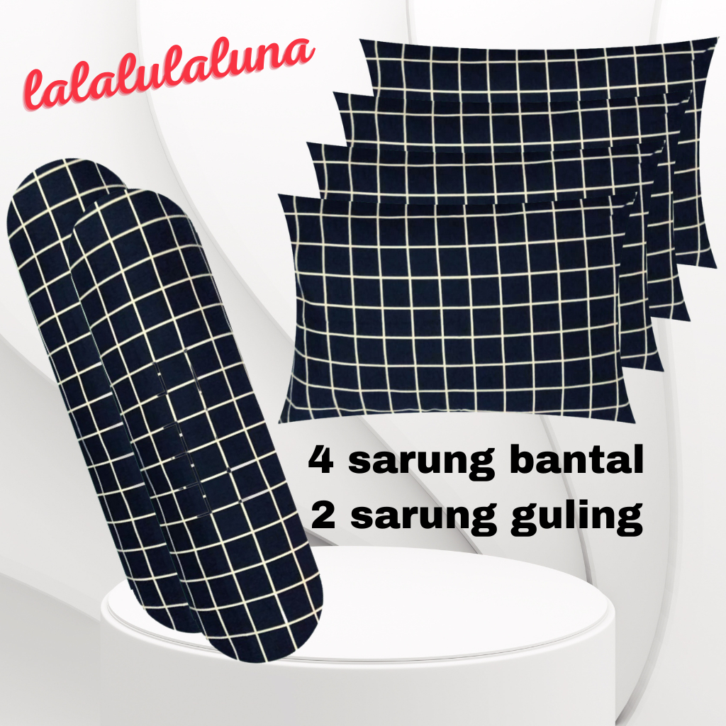 Sarban sargul isi 6pcs 4 sarung bantal dan 2 guling motif marble bahan katun halus