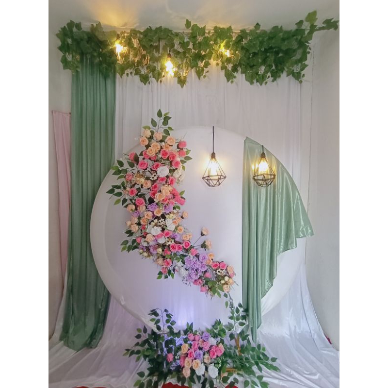 backdrop dekorasi lamaran, tasyakuran, pernikahan