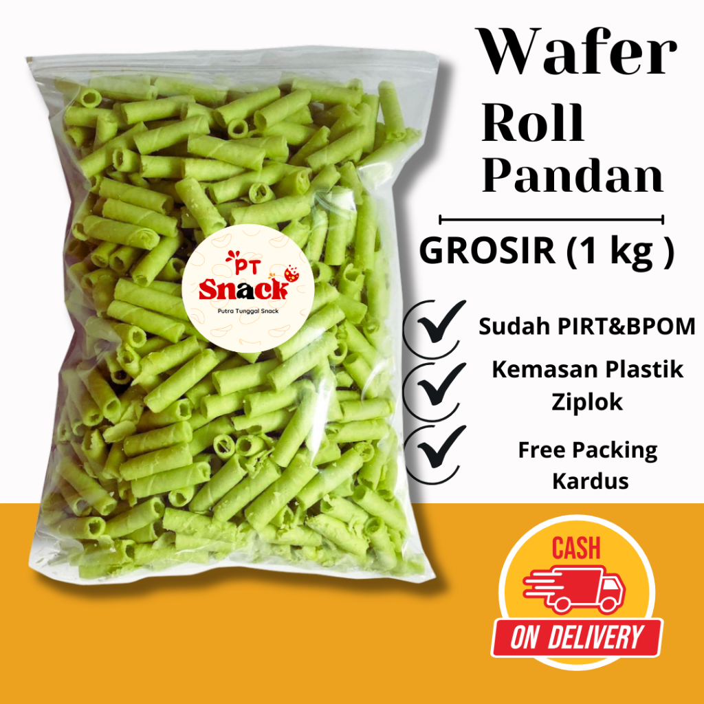 

[ PT SNACK ] Wafer roll pandan 1 kg twister mini grosir aneka cemilan