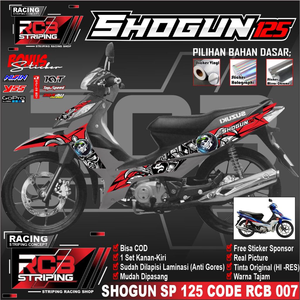 STRIPING Shogun 125  SP Full Body Stiker Shogun 125 SP Striping Shogun 125 R PREMIUM RCB 007