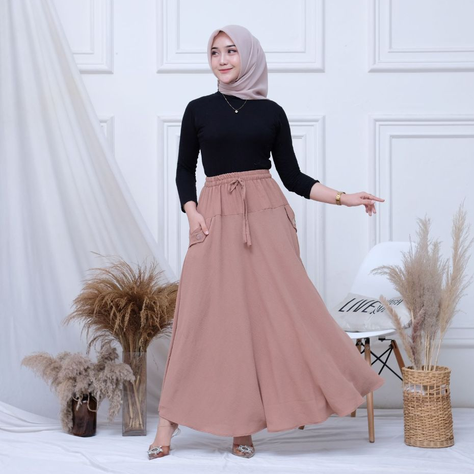 ROK POLOS SUPER JUMBO - ROK CRINKLE PAYUNG POLOS PREMIUM - ROK PAYUNG POLOS HITAM JUMBO TERBARU