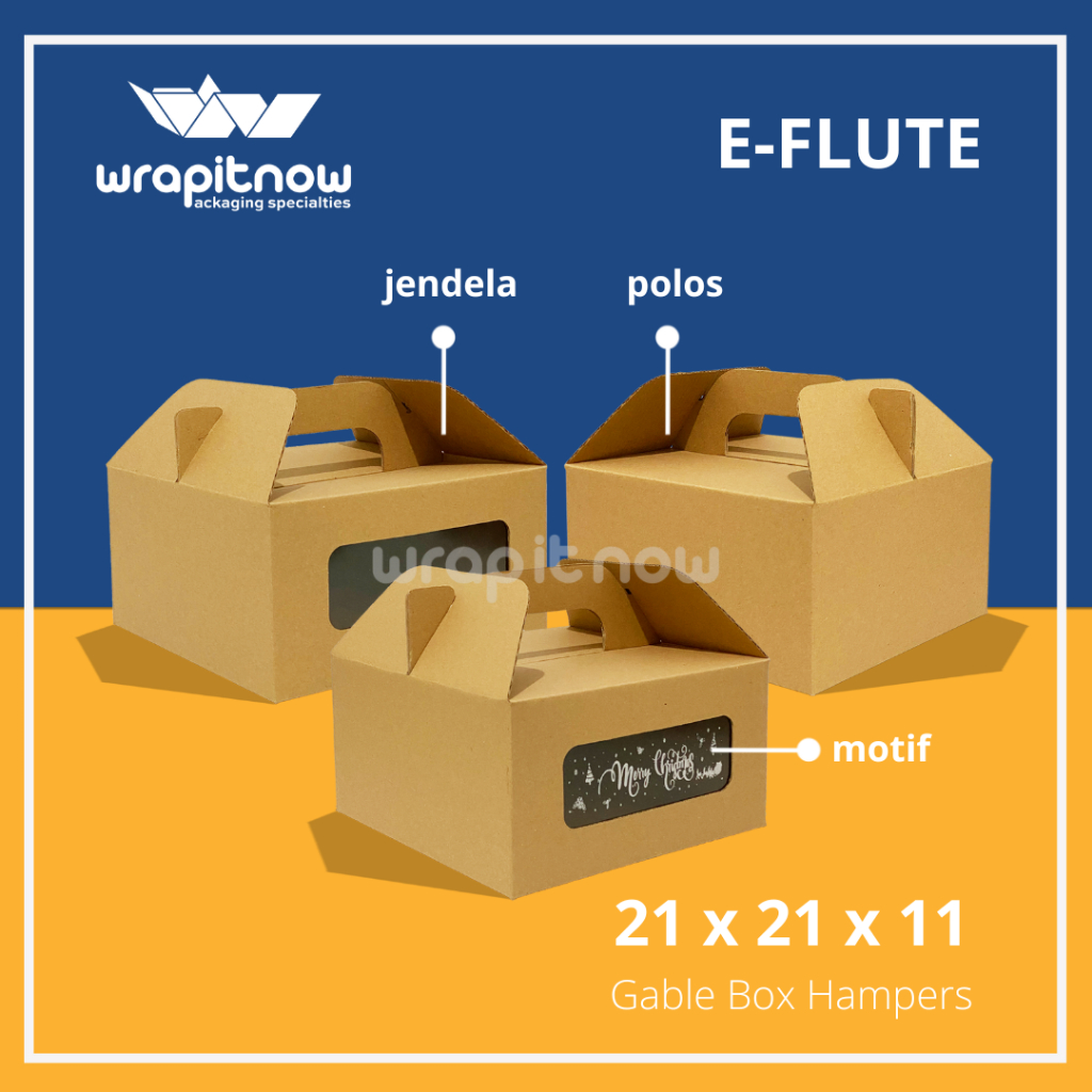 

Eflute 21x21x11 Gable Box Hampers Kue Cake Parcel Lamaran Gift Packaging Murah Eksklusif