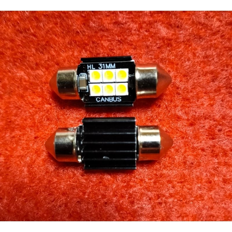 Lampu plafon kabin  mobil 12v 6 Led ukuran 31mm canbus Led 3030
