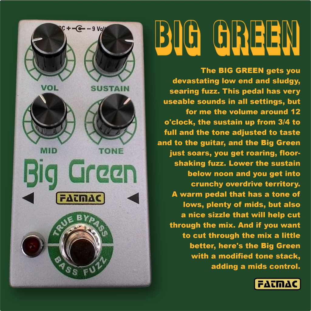 Efek Bass/Gitar Fatmac Big Green (Bass/Gitar Fuzz)