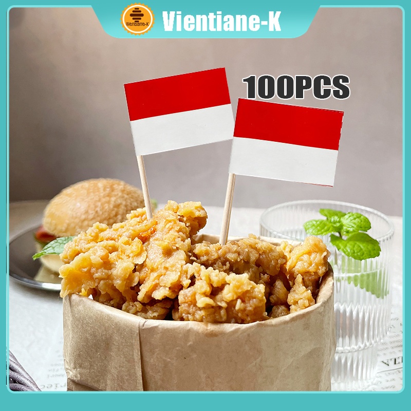 100pcs Tusuk Gigi Bendera Indonesia Bendera Tusuk Burger Bendera Burger Merah Putih