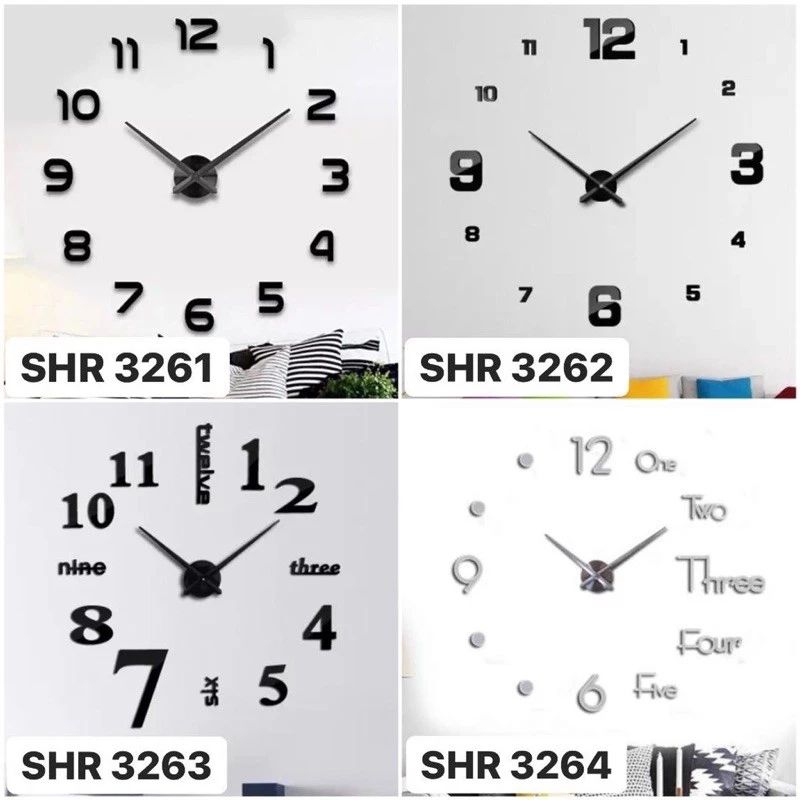 SHENAR Jam Dinding Besar 3D Jumbo / Jam Dekorasi Rumah / Jam Dinding Jumbo