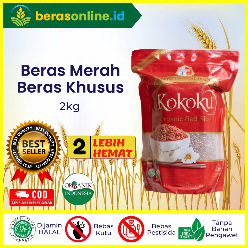 

Ready Stok Beras Online - Beras Merah ORGANIC 2kg Vacuum Kokoku HALAL 