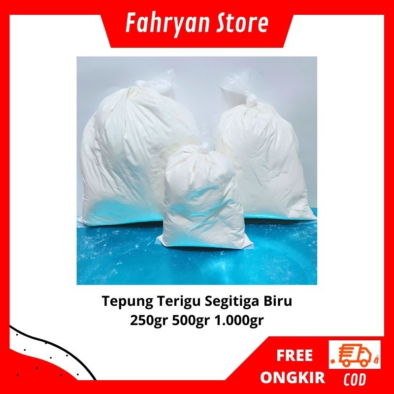 

Tepung Terigu Bogasari Segitiga Biru 250gram 500gram 1kilogram