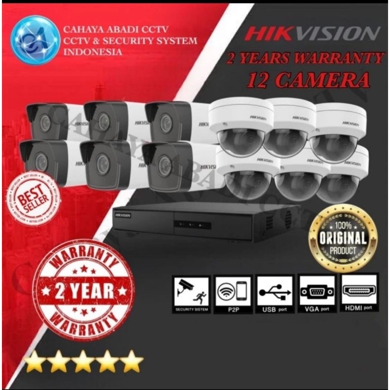 PAKET CCTV IP CAMERA HIKVISION 4MP AUDIO 12KAMERA 16 CHANNEL IP CAM