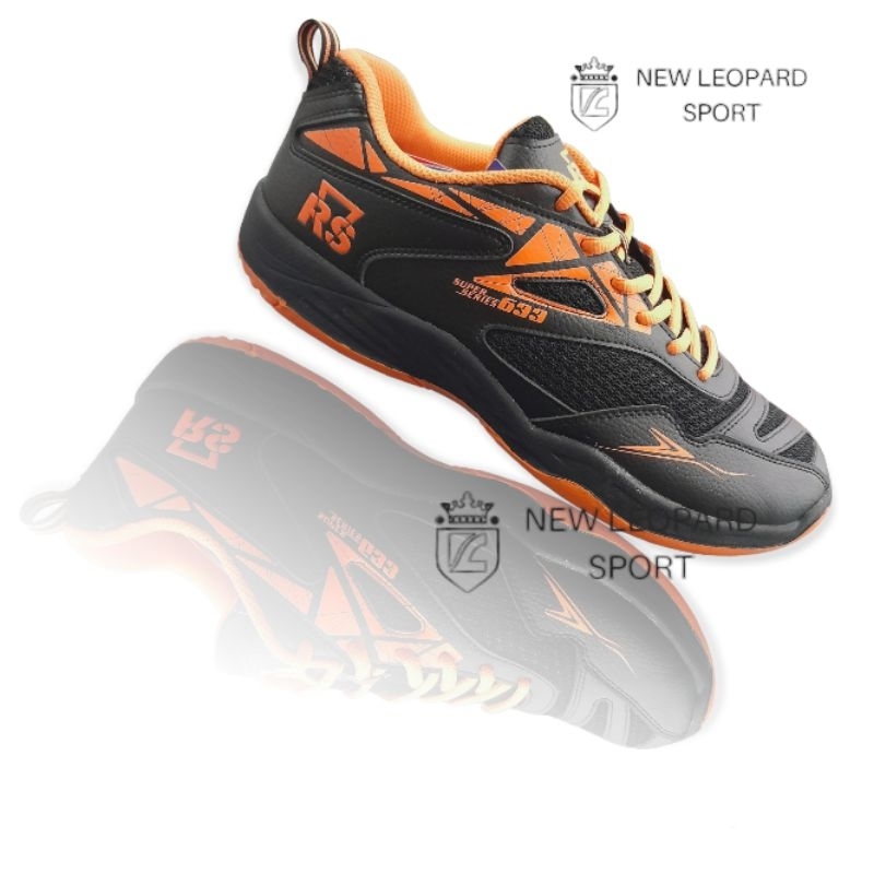 Sepatu badminton RS SUPER SERIES 633 HITAM ORANGE