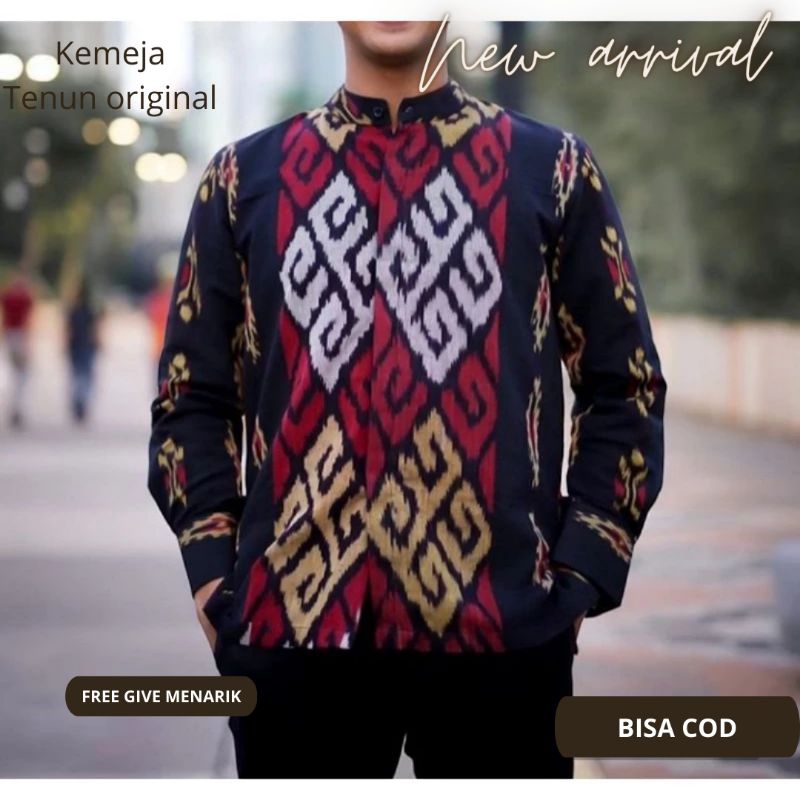 kemeja tenun lengan panjang - kemeja tenun pria full foring - kemeja koko tenun dewasa - kemeja tenu