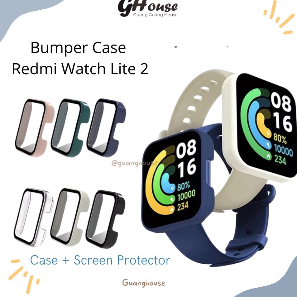 Kirim Sekarang Bumper Case Redmi Watch Lite 2 Screen Protector 2 in 1 Redmi Watch Lite 2 Casing Redm