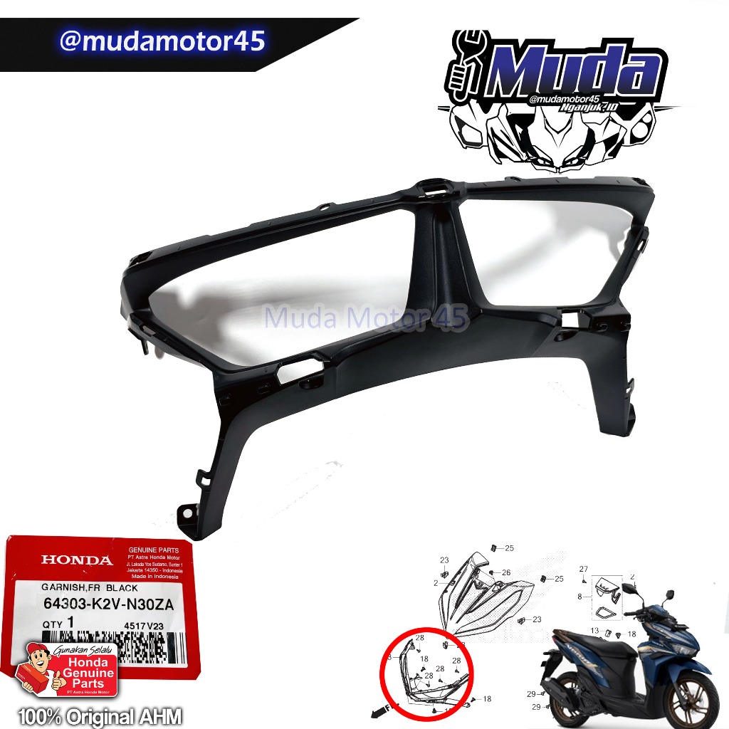 GARNISH FR VARIO 125 2023 64303-K2V-N30ZA KUMIS KAP LAMPU DEPAN FRAME HEADLAMP COVER BODY KASAR DEPA