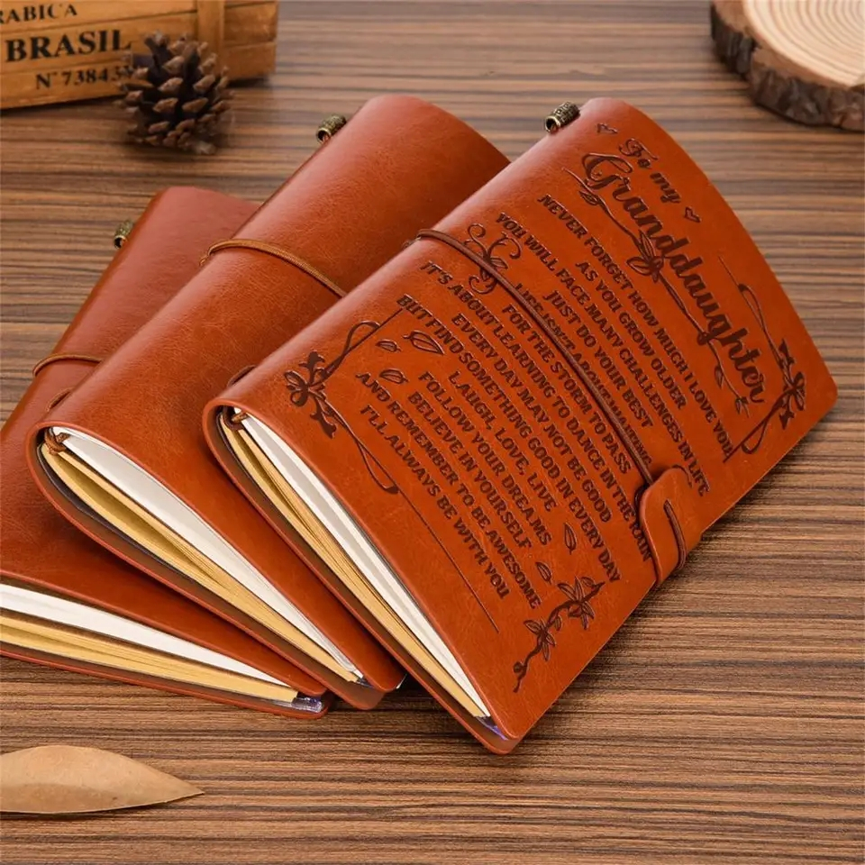 

Buku Jurnal Harian Retro Leather Cover Diary 68 Sheets 136 Pages