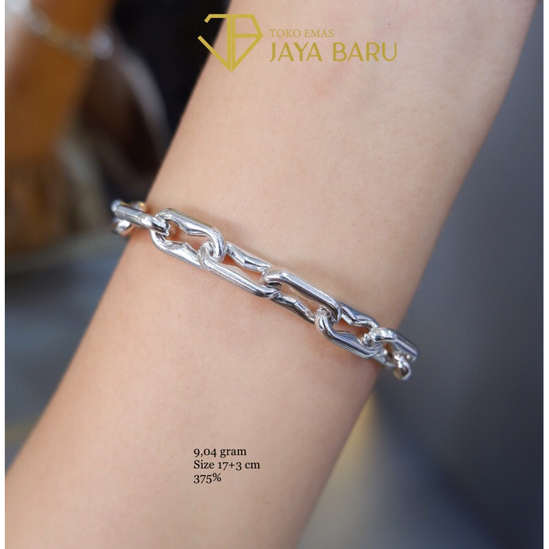 gelang tangan rante kunci white gold