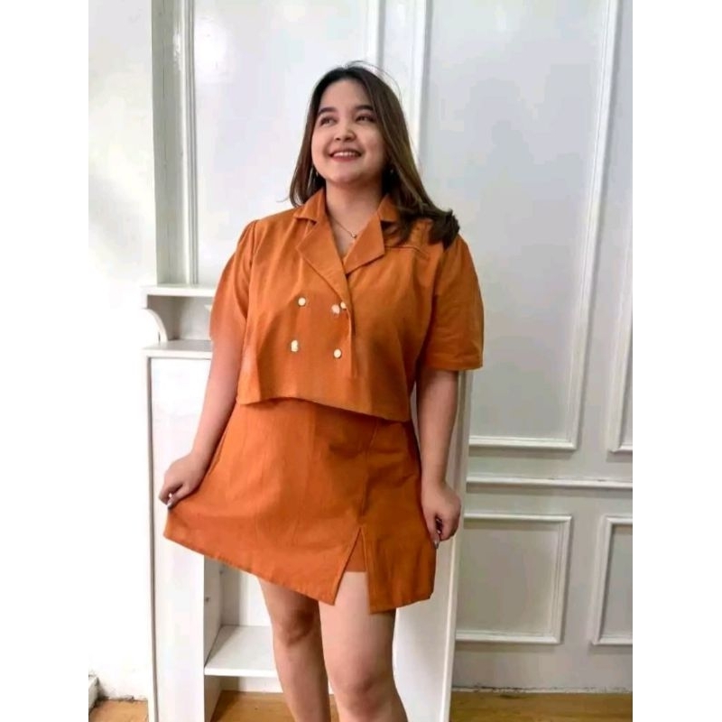 [ Lilyholic ] Chung ae set skort - set skort - rok celana - blazer - crop top - collar blouse - set 