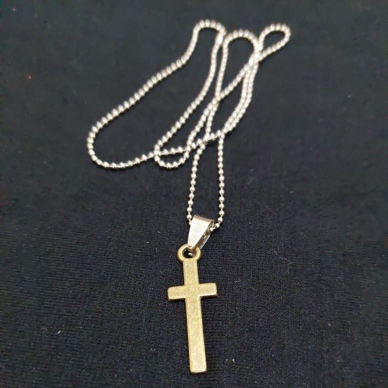 Kalung salib biji ladakecil kristen aksesoris rohani