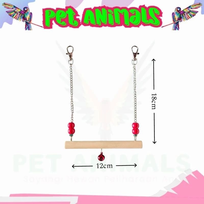 mainan ayunan rantai bell, burung parrot, falk/parkit Australia, parkit, love bird, acesories kandan