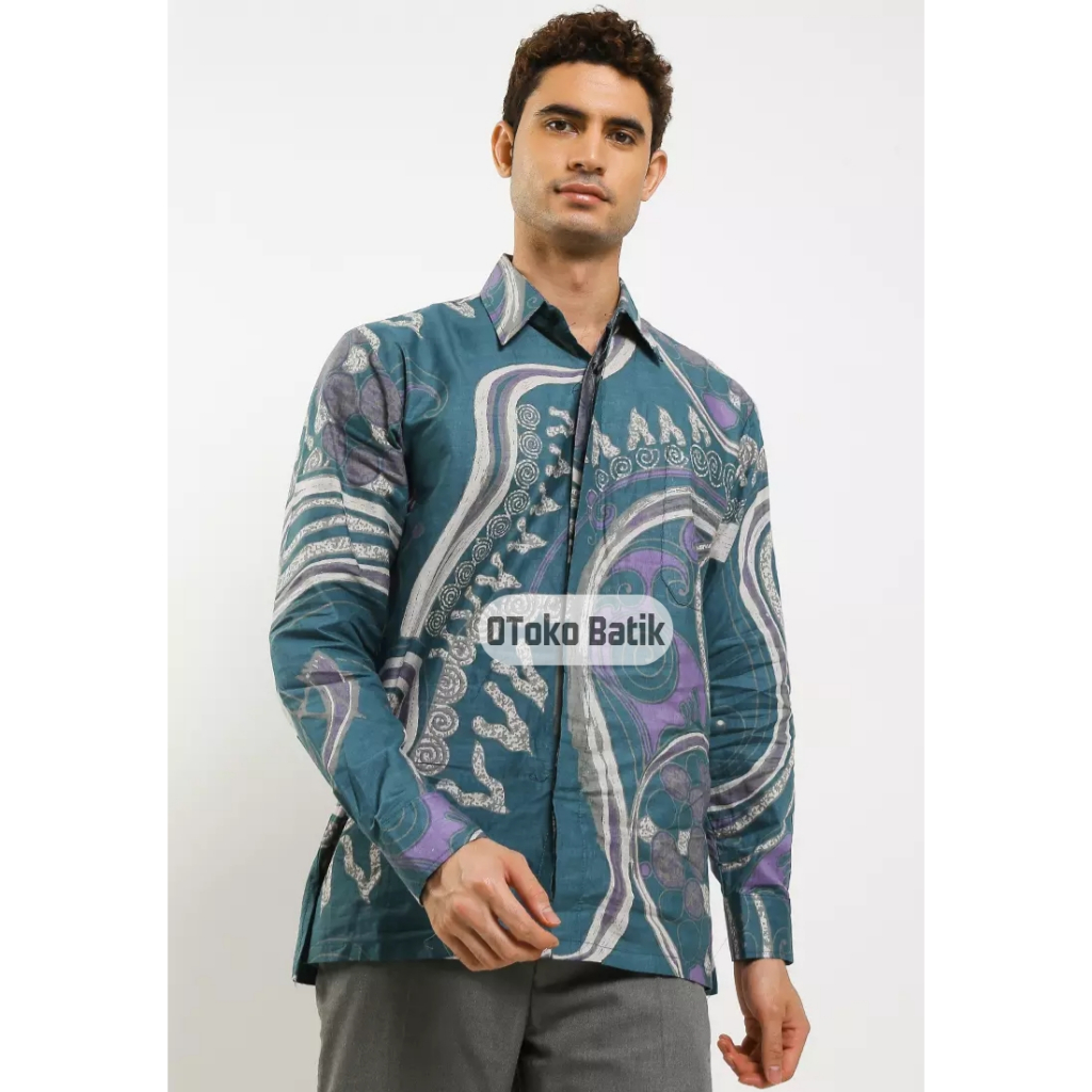 OToko Batik Abstrak Pria Kemeja Batik Pria Lengan Panjang Ukuran M L XL XXL