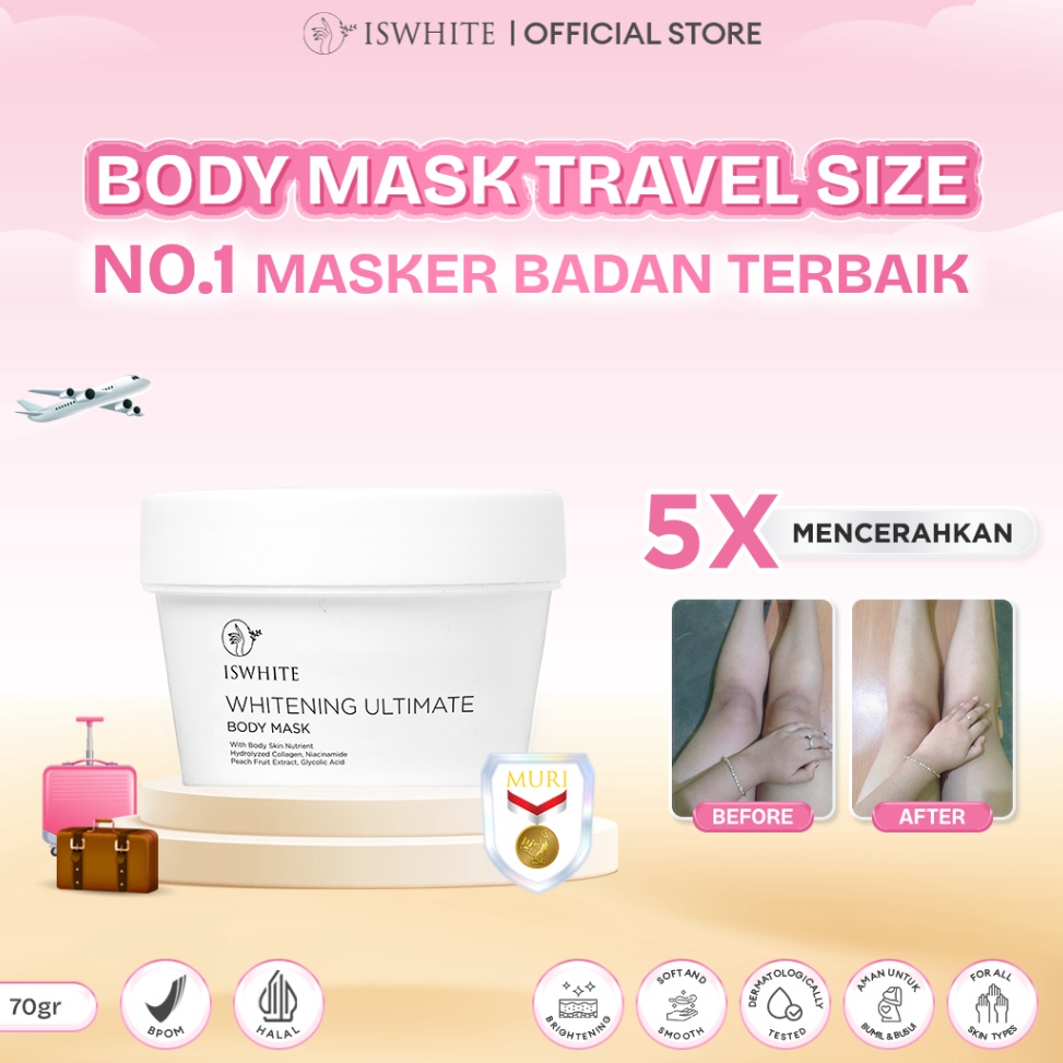 ISWHITE Body Mask Travel Size 70gr Pencerah Tubuh Body Mask Mini Size