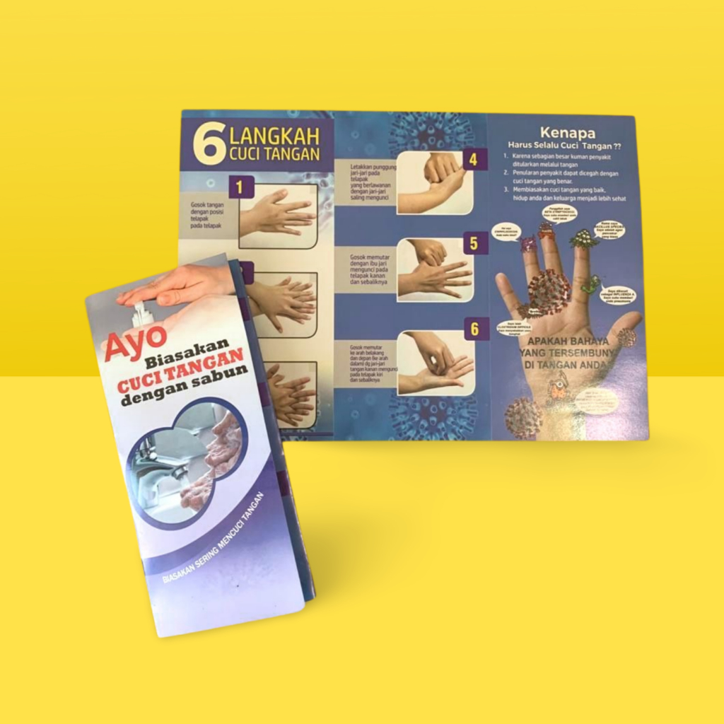 

Brosur Kesehatan | Leaflet Biasakan Cuci Tangan dengan Sabun | 6 Langkah CTPS | Leaflet Kebersihan