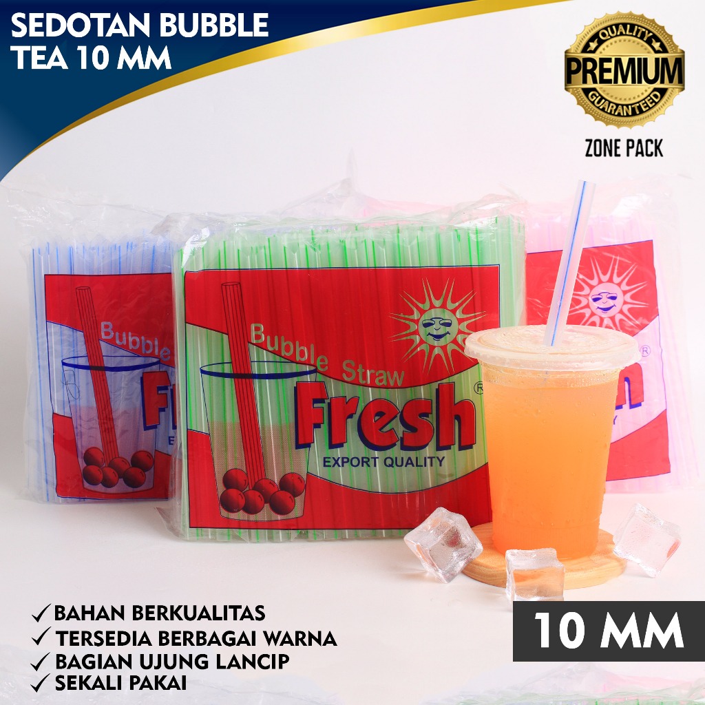 [136 PCS] Sedotan Plastik Boba 10 MM |Sedotan Bubble Tea Boba  | Sedotan Lancip Minuman Ice Juice Ju