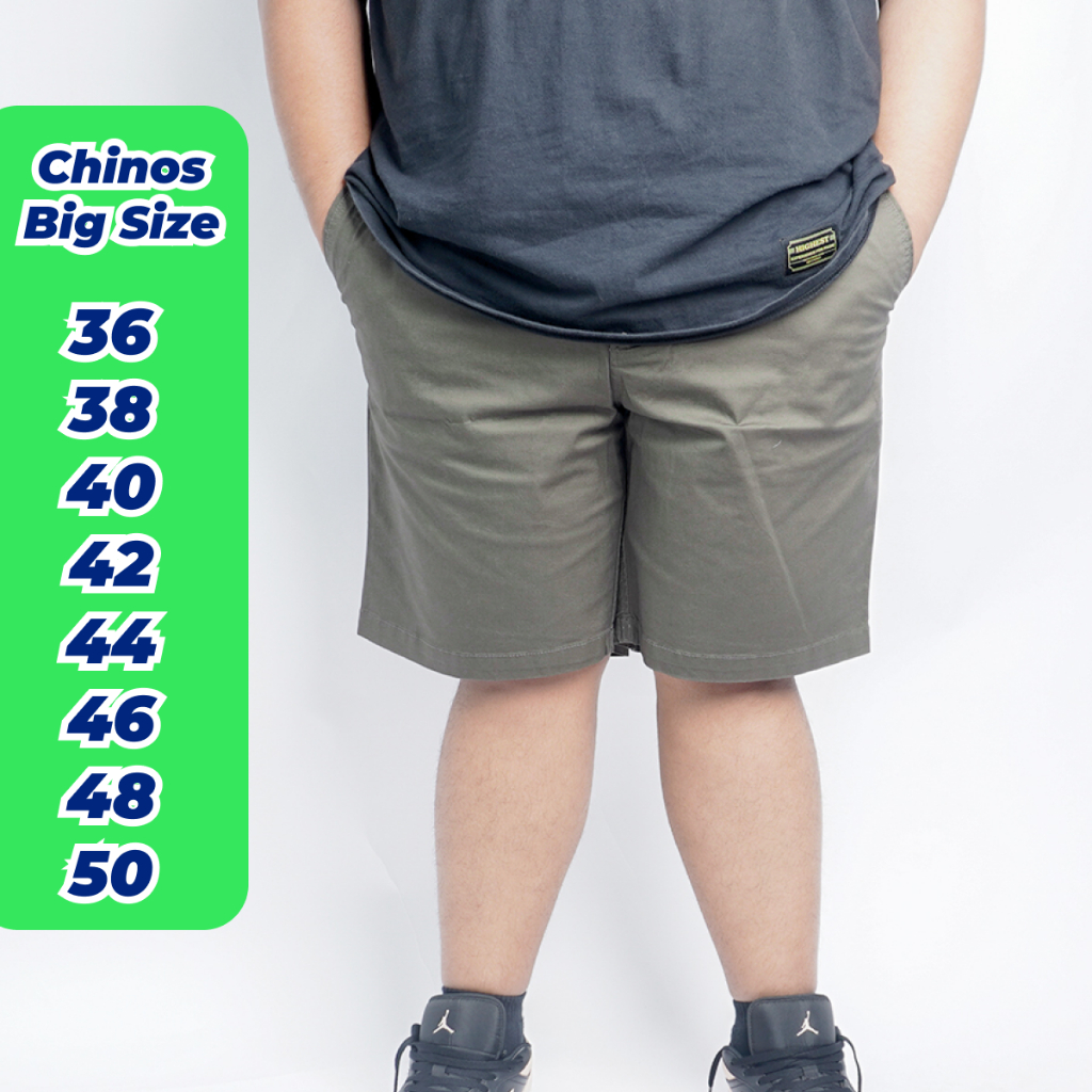 HIGHEST Celana Chinos Pendek Pria Jumbo Big Size Hijau Army Melar 36 38 40 42 44 46 48 50 HCB15