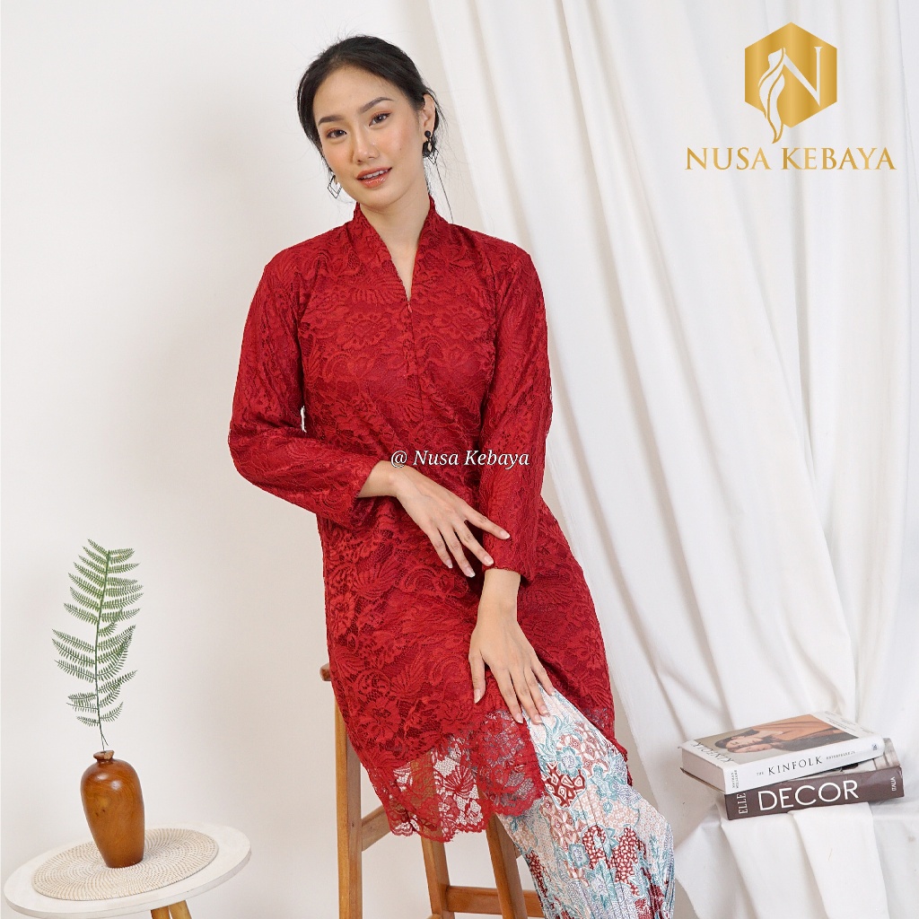 Nusa_Kebaya Atasan Baju Kebaya Tunik Brukat Busui Modern / Kebaya Tunik Busui / Kebaya Tunik Modern