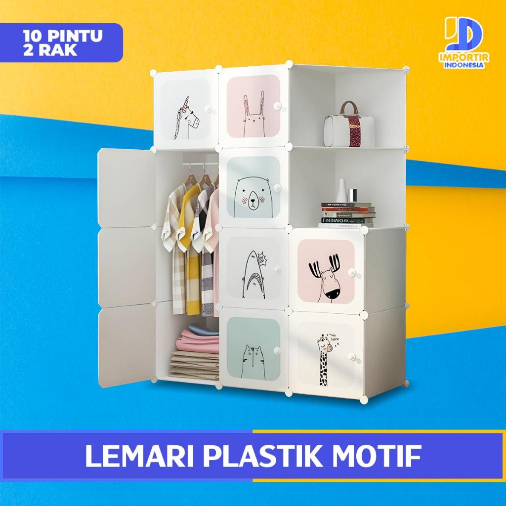 IMPORTIR Lemari Plastik 10 Pintu 2 Rak 1 Gantungan Lemari Plastik Lemari Serbaguna Lemari Portable