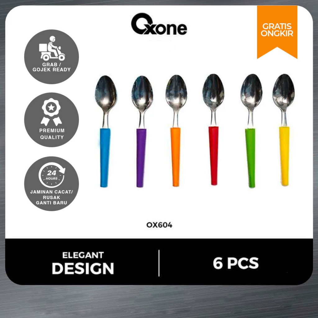 OXONE OX604 Sendok Kue Cuterly Cake Fork 6 Pcs Rainbow
