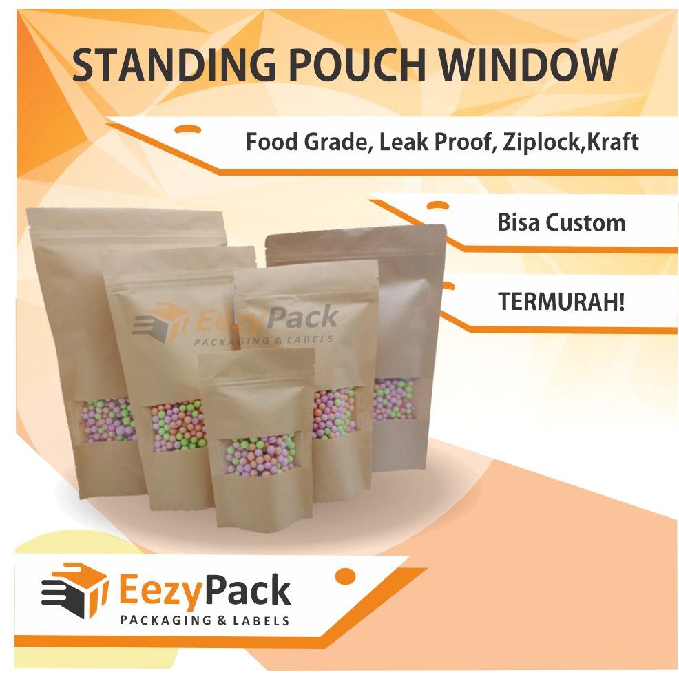 

(isi 25 pcs) STAND POUCH LITHOPAPER WINDOW /KANTONG/KEMASAN KOPI/GUSSET