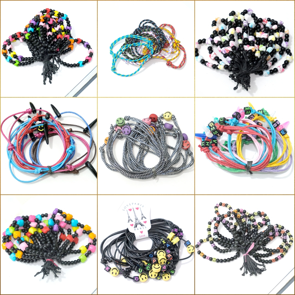 (COD)12 PCS / 1 LUSIN GELANG TALI BATU LUSINAN GELANG LUSINAN GROSIRAN MURAH PASAR MALAM GELANG PRUSIK ANAK DAN DEWASA