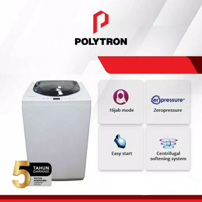 Polytron Mesin Cuci 1 Tabung Zeromatic Hijab 9 KG PAW 90517