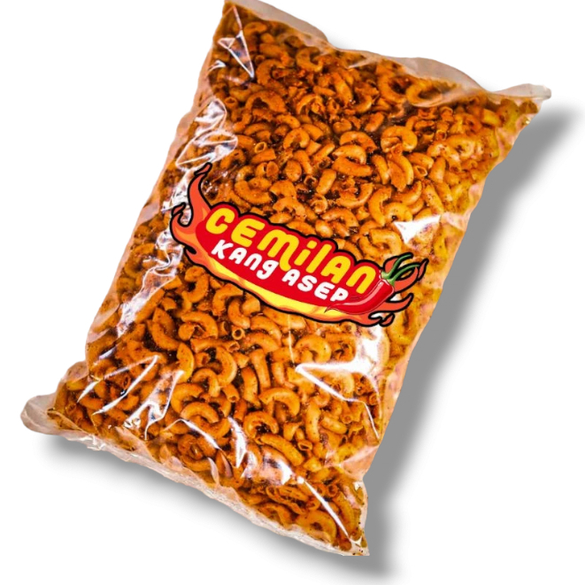 

Makaroni Kering Gurih Pedas Kriuk Kemasan 500gram