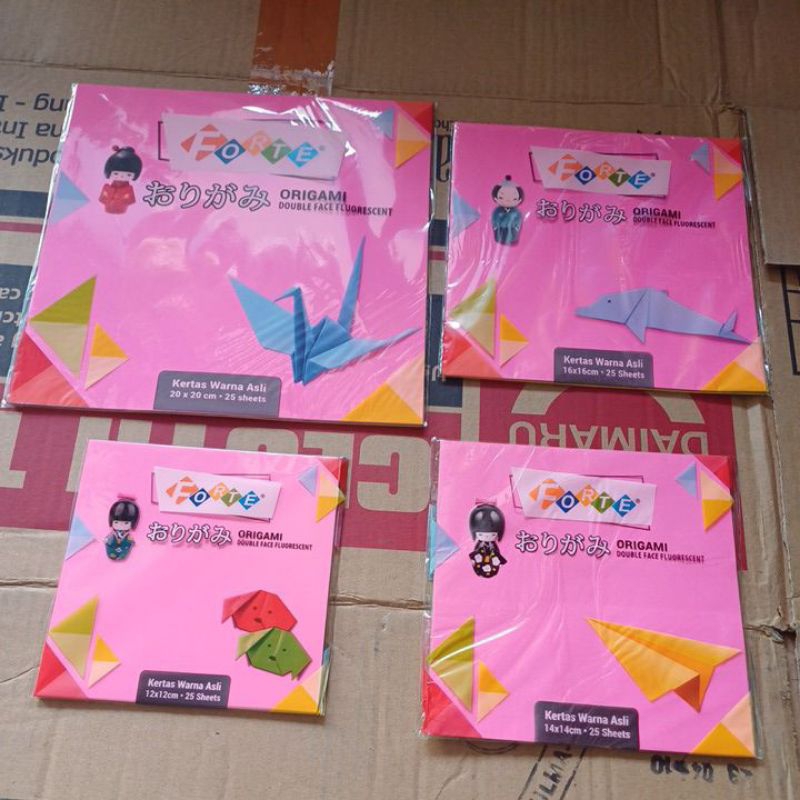 

FORTE [KERTAS ORIGAMI DOUBLE FACE FLUORESCENT] KERTAS WARNA ASLI 25 SHEETS