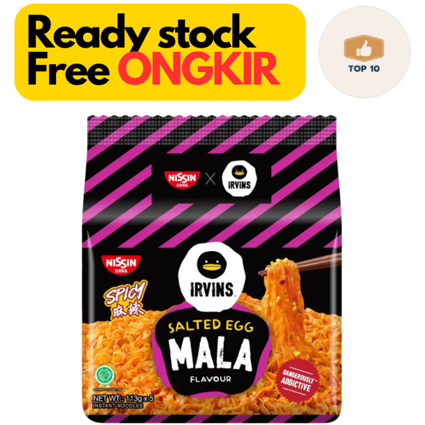 Nissin Irvins Mala Salted Egg Packet Noodles / Mie Salted EGG Mala 5pcs