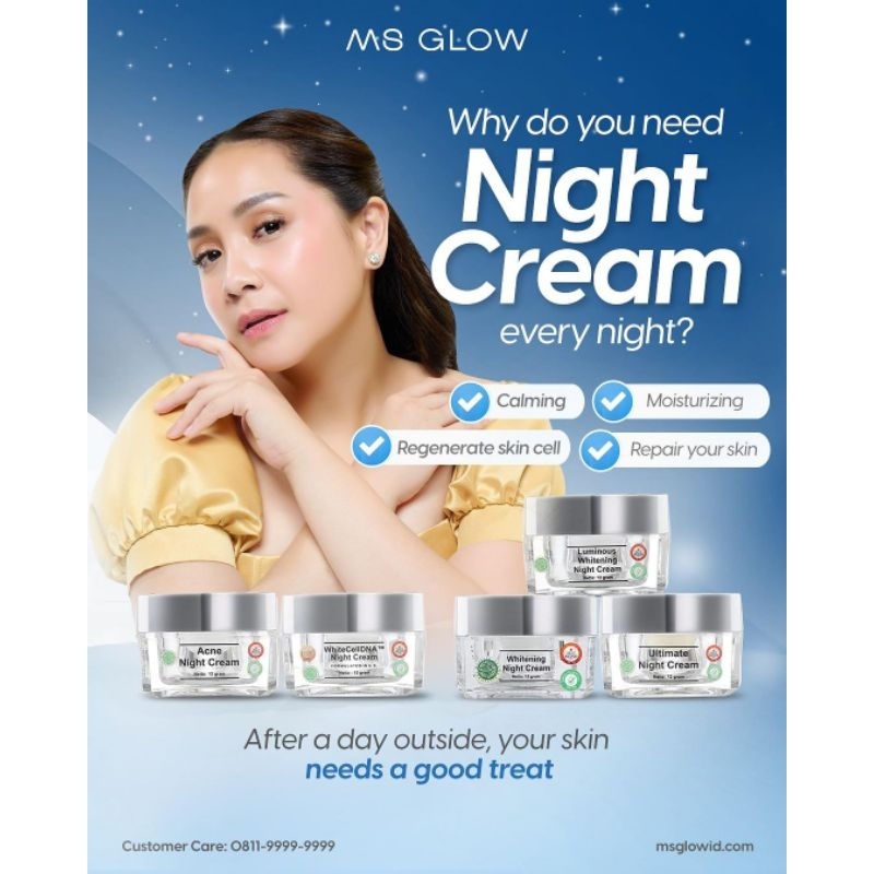 Night Cream Ms Glow/Ms Glow Original/Cream Malam Ms Glow