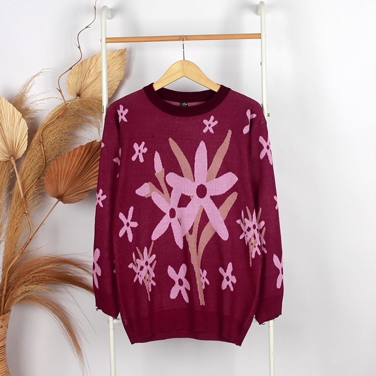 Mirna Sweater Oversize Atasan Baju Rajut Korean Wanita | Pakaian Rajut Premium Tebal Halus