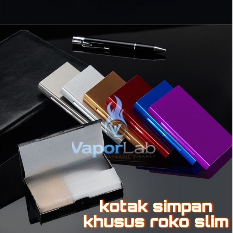 kotak box tempat simpan rkk slim besi metal polos slim cig case